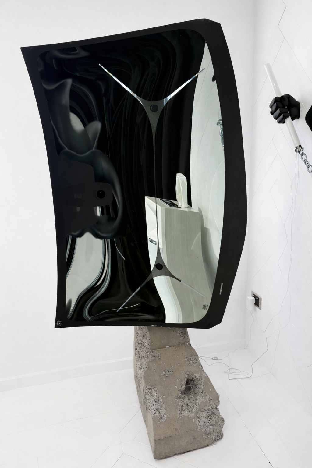 WINDSCREEN WITH CONCRETE BASE