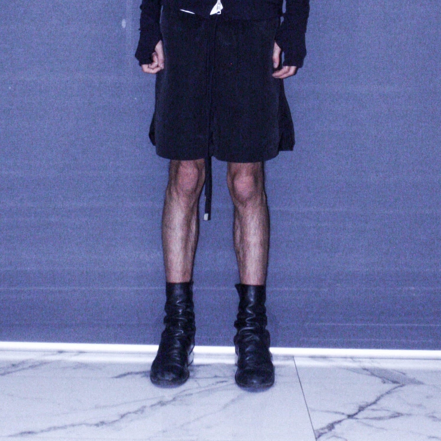 BLACK TAFFETA SHORTS