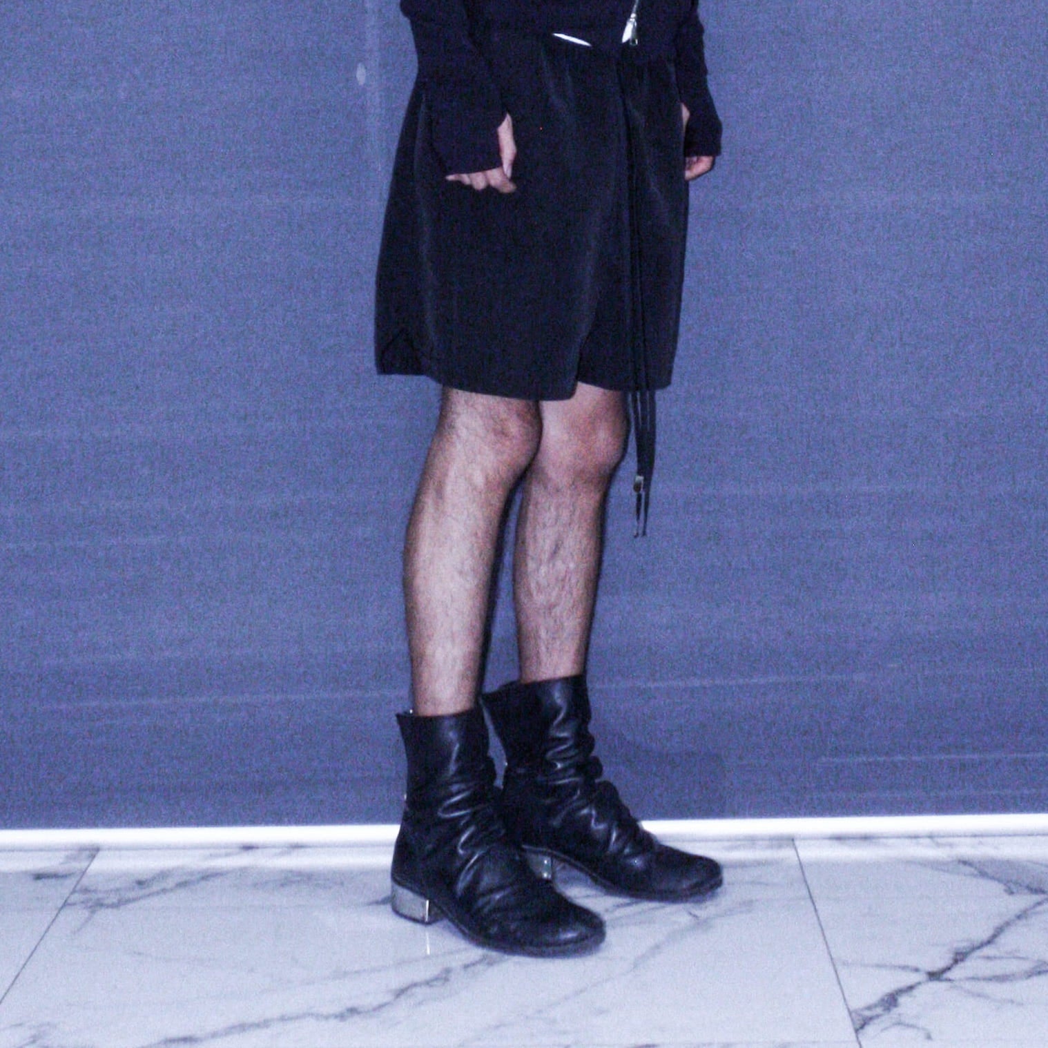 BLACK TAFFETA SHORTS