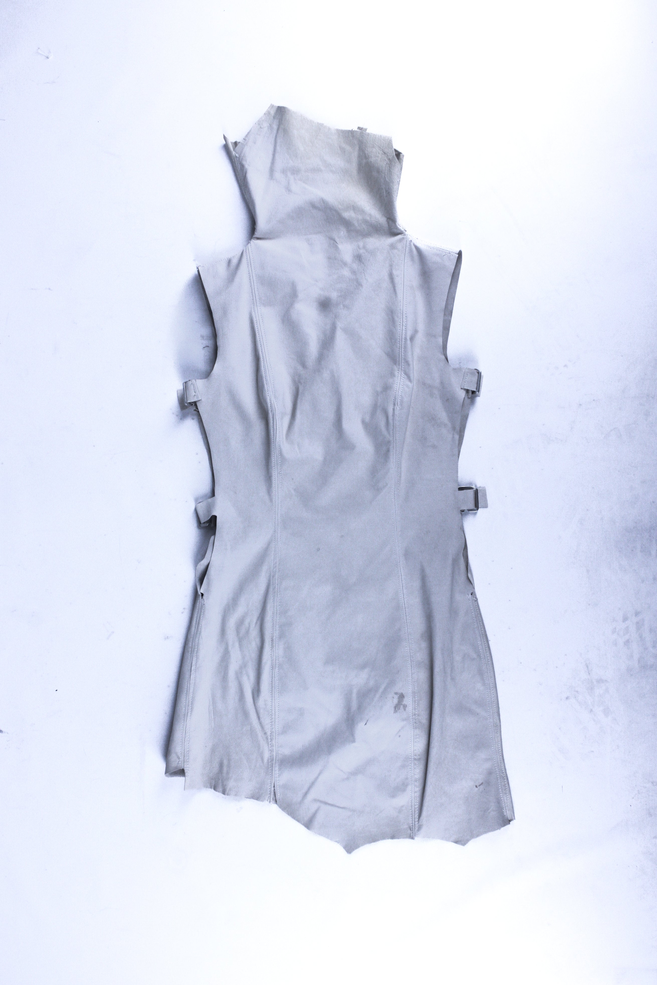 WHITE LEATHER PANEL DRESS