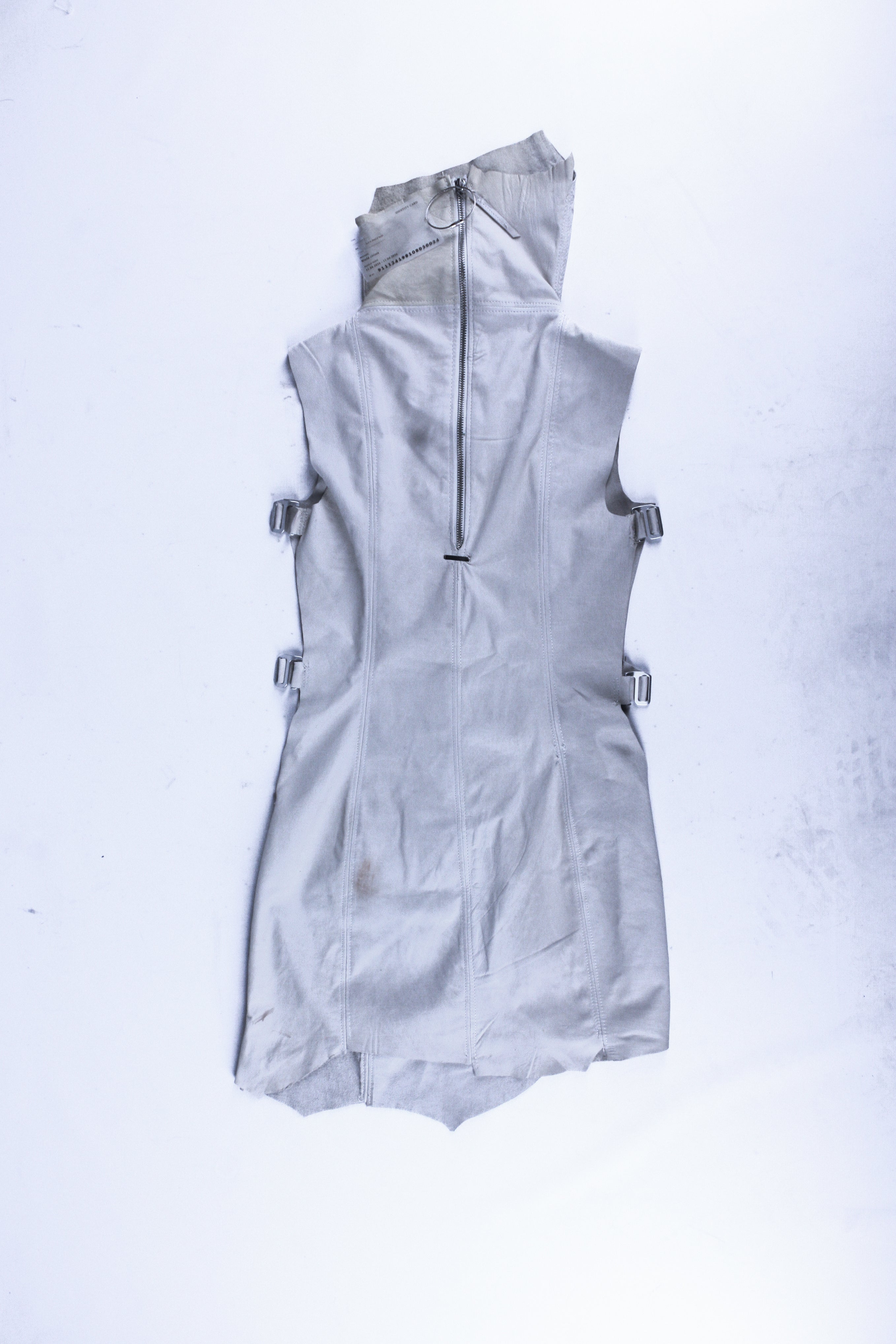 WHITE LEATHER PANEL DRESS