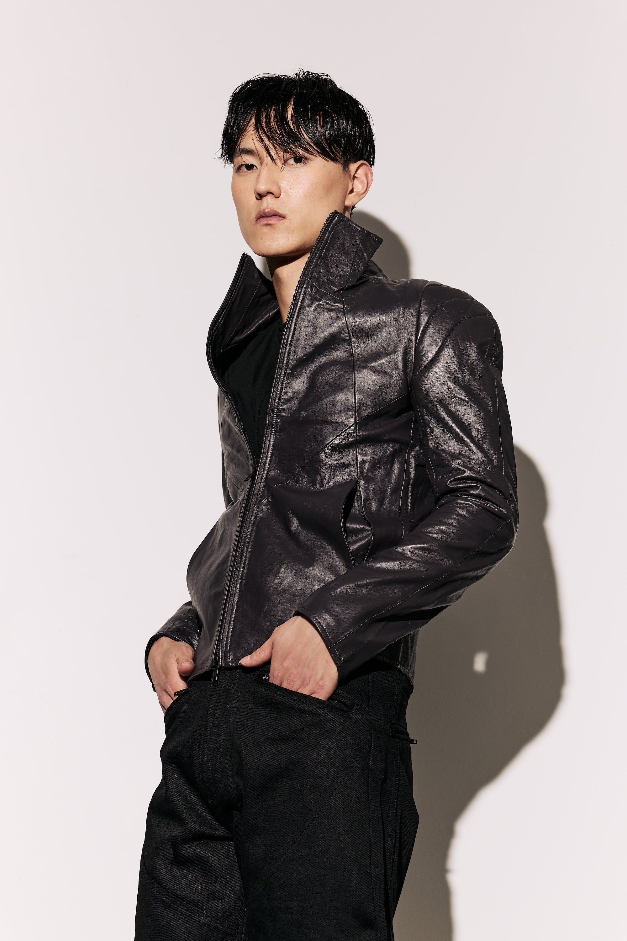 SLATE GREY LEATHER JACKET