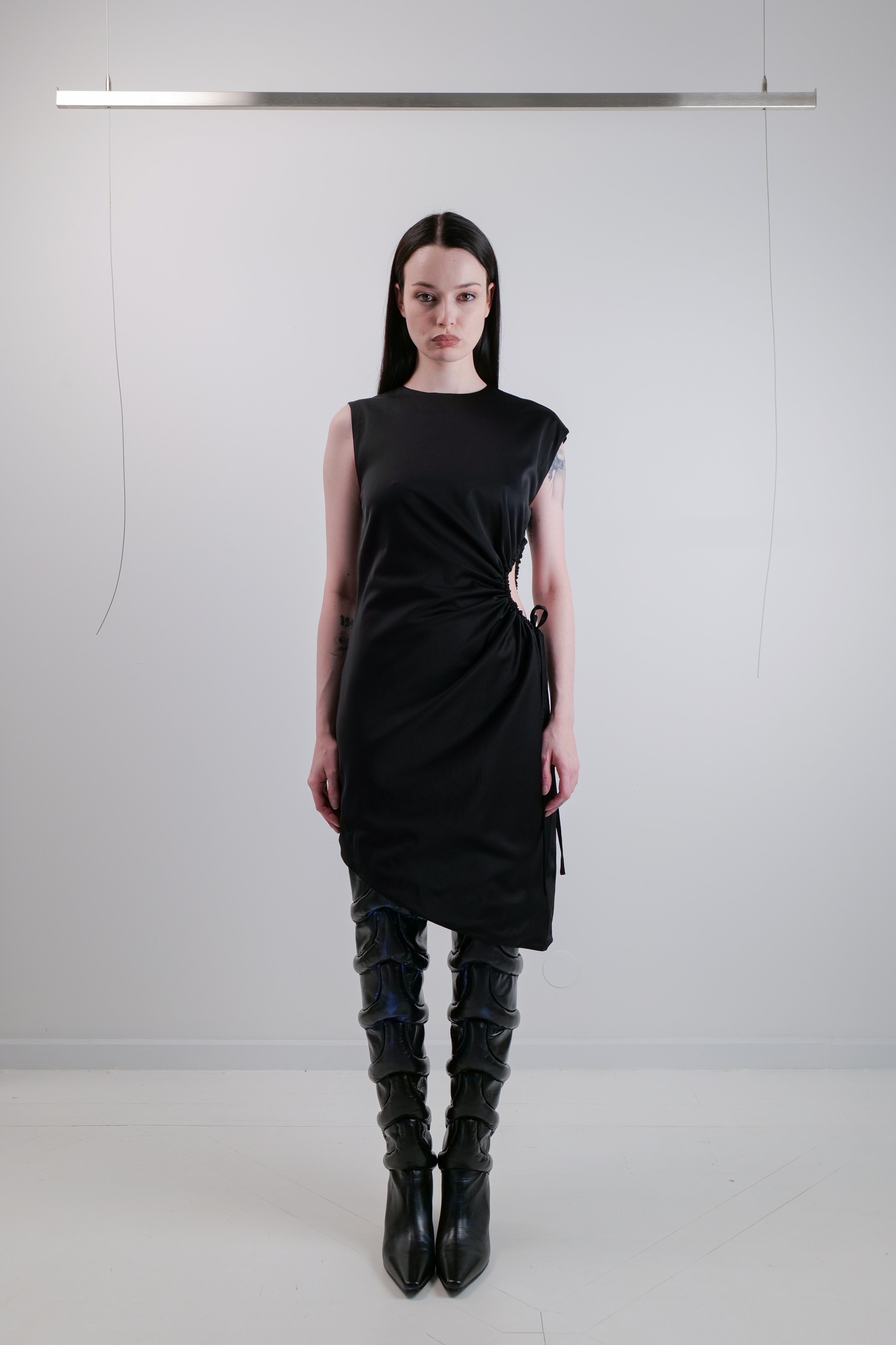 SATIN DRESS WITH CUT OUT DETAIL