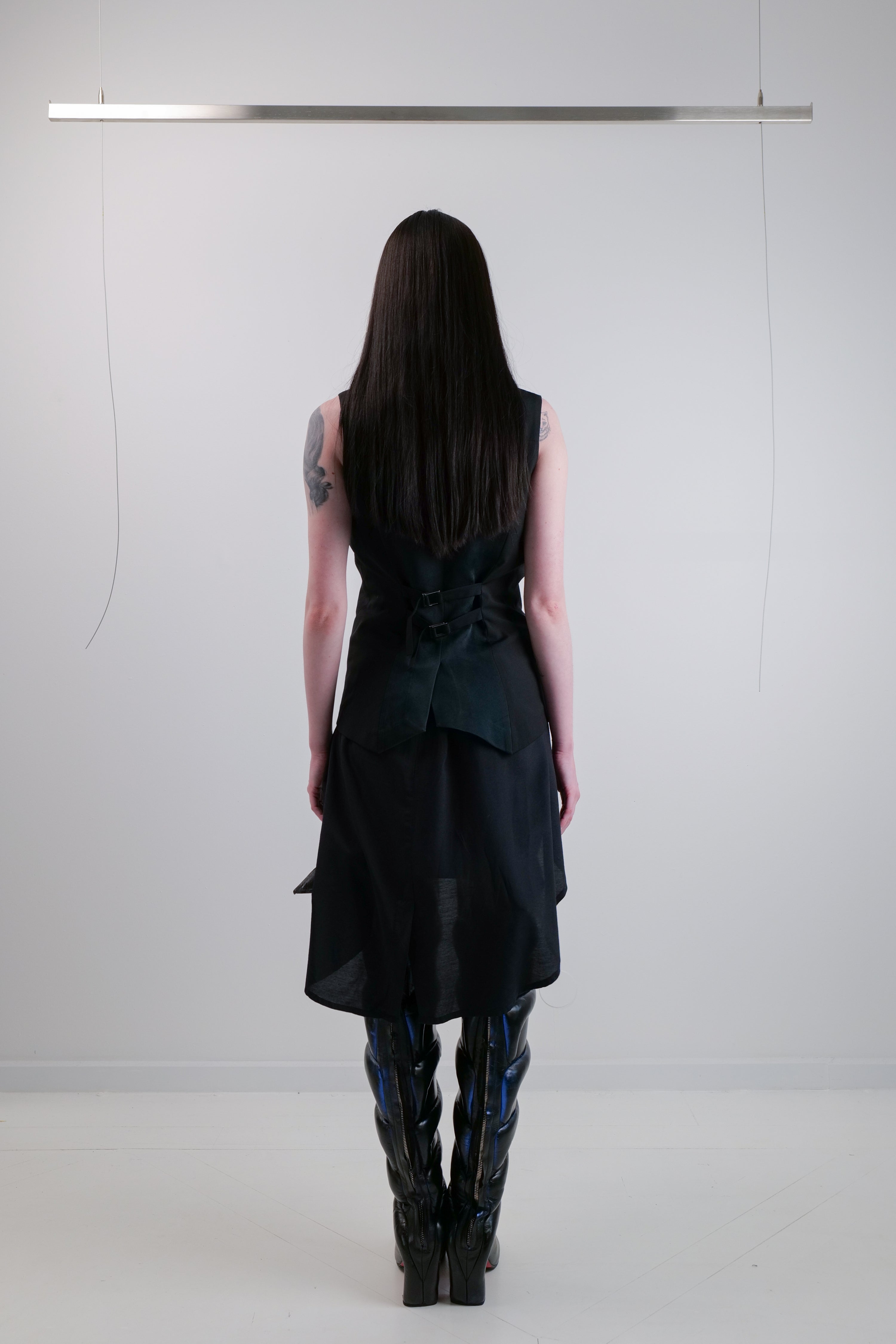 TAILOR WOOL VEST WITH INNER LAYER SILK COTTON DRESS