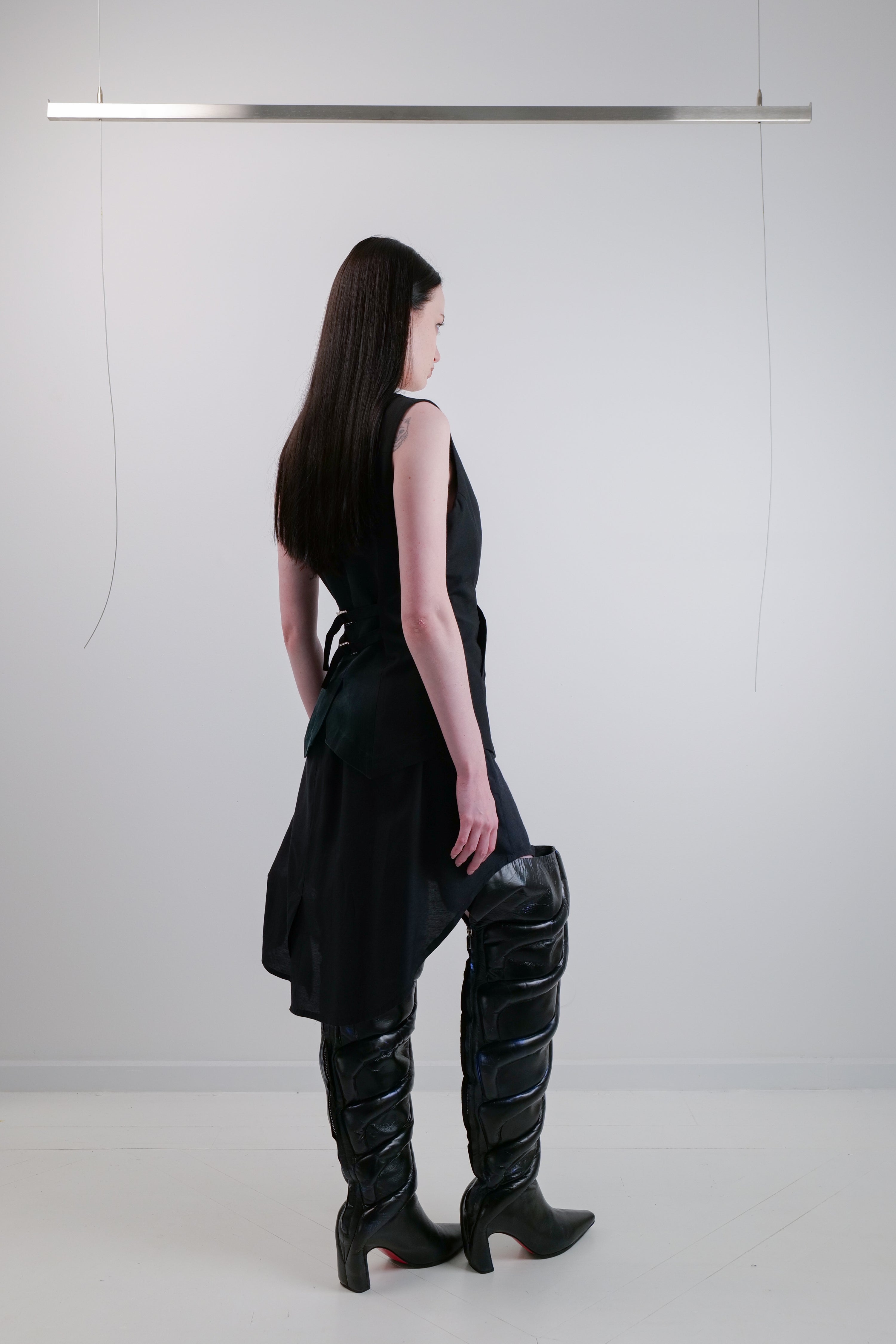 TAILOR WOOL VEST WITH INNER LAYER SILK COTTON DRESS