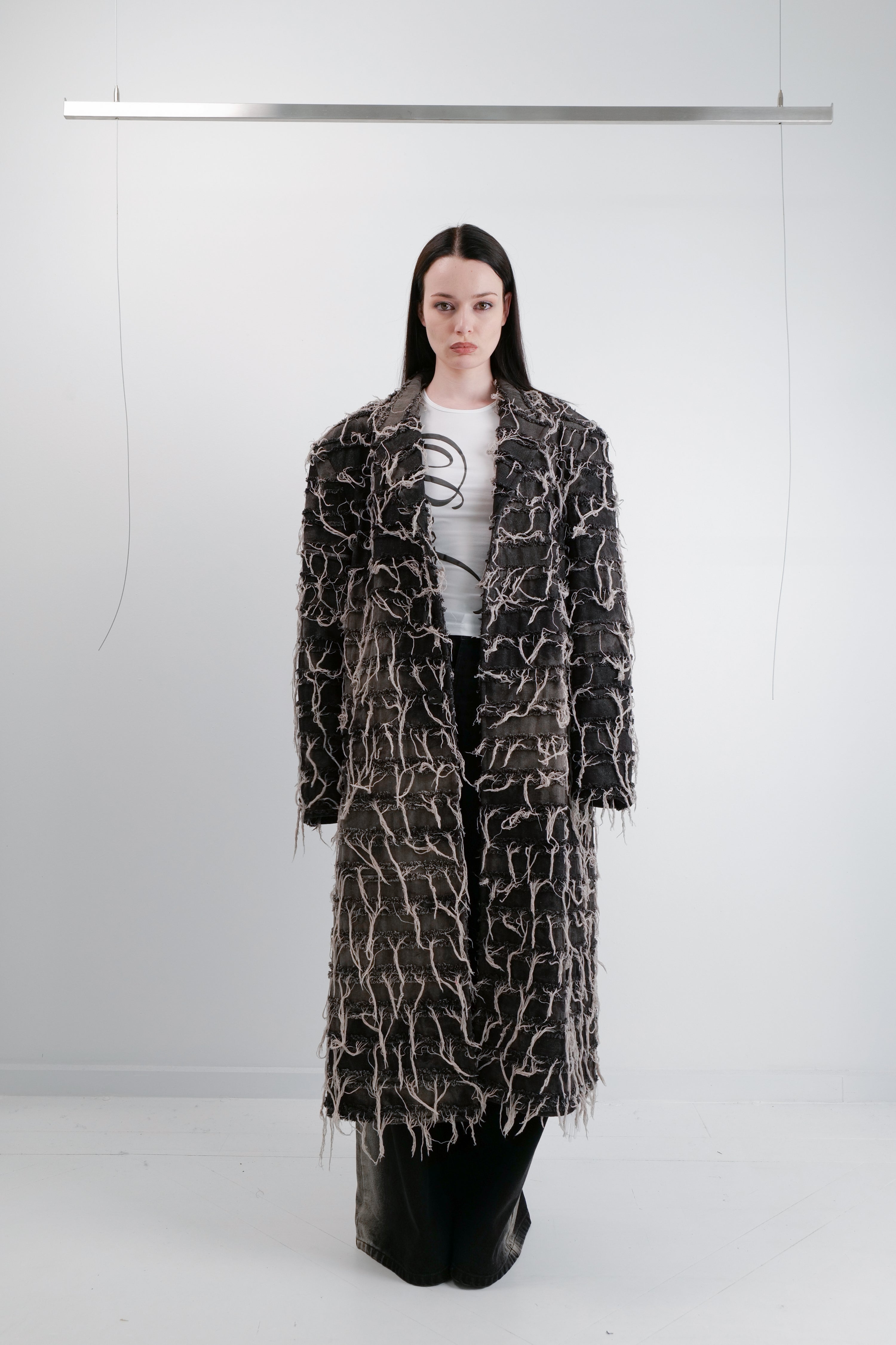 DISTRESSED DENIM OVERCOAT