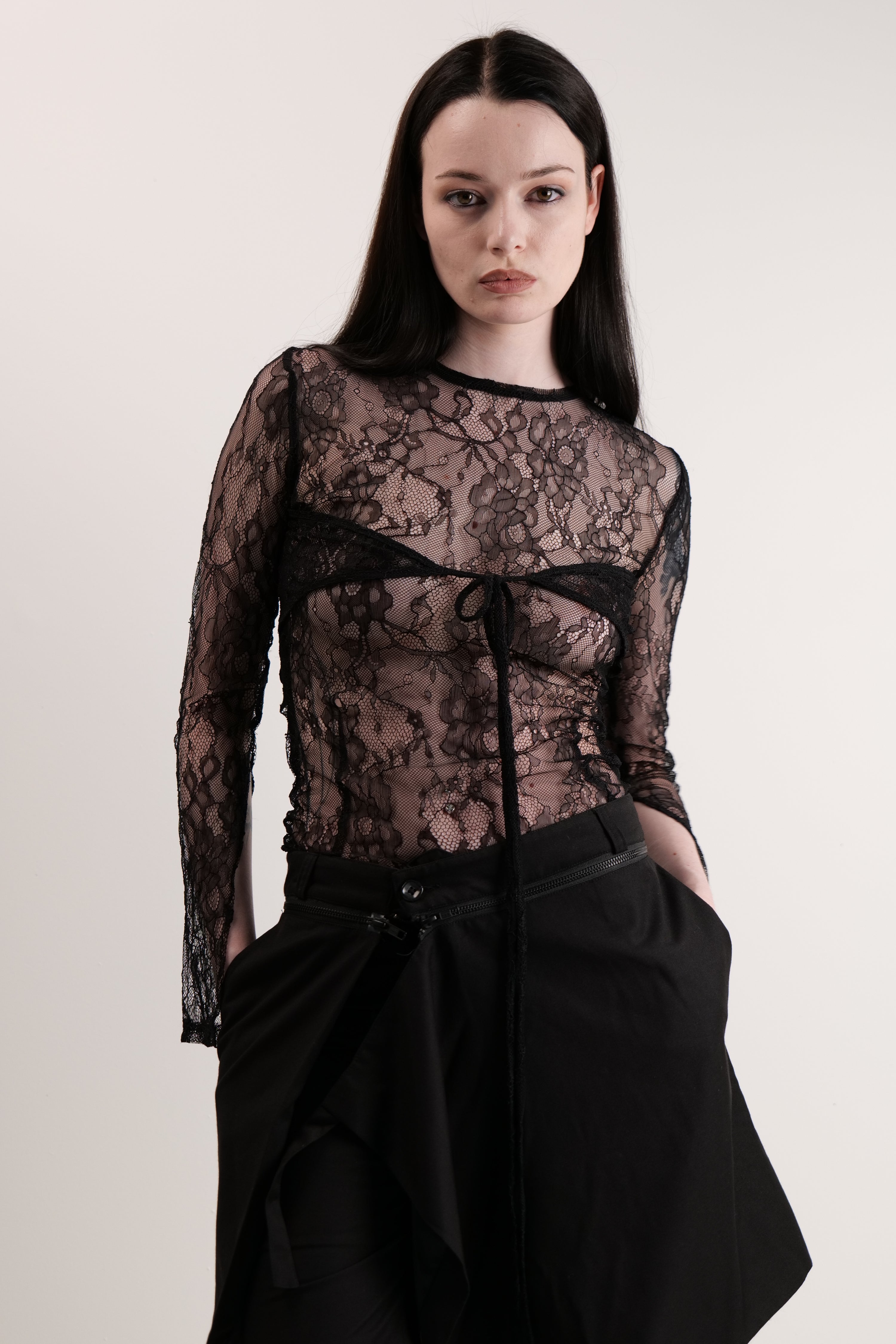 Mesh long sleeve top