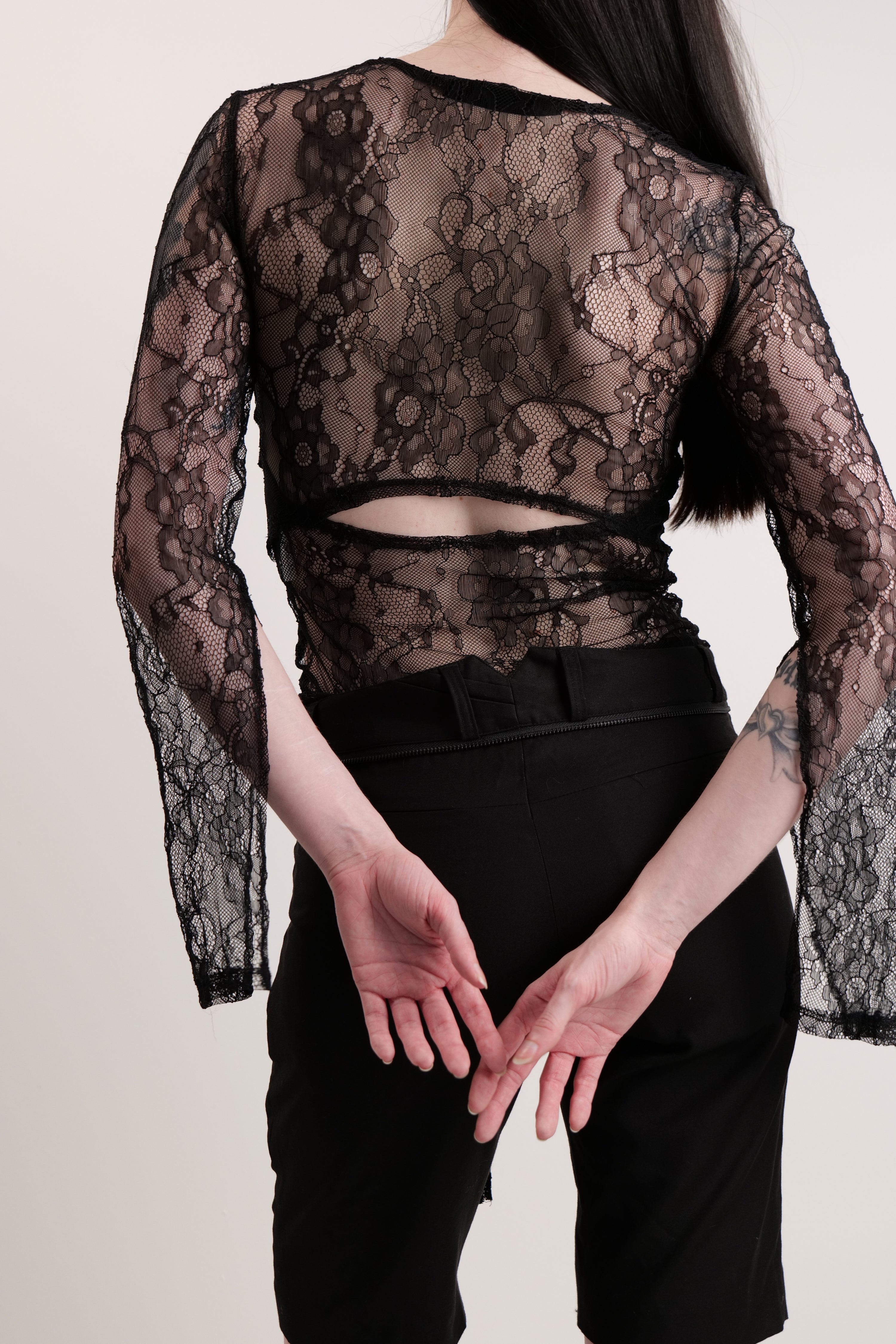 Mesh long sleeve top