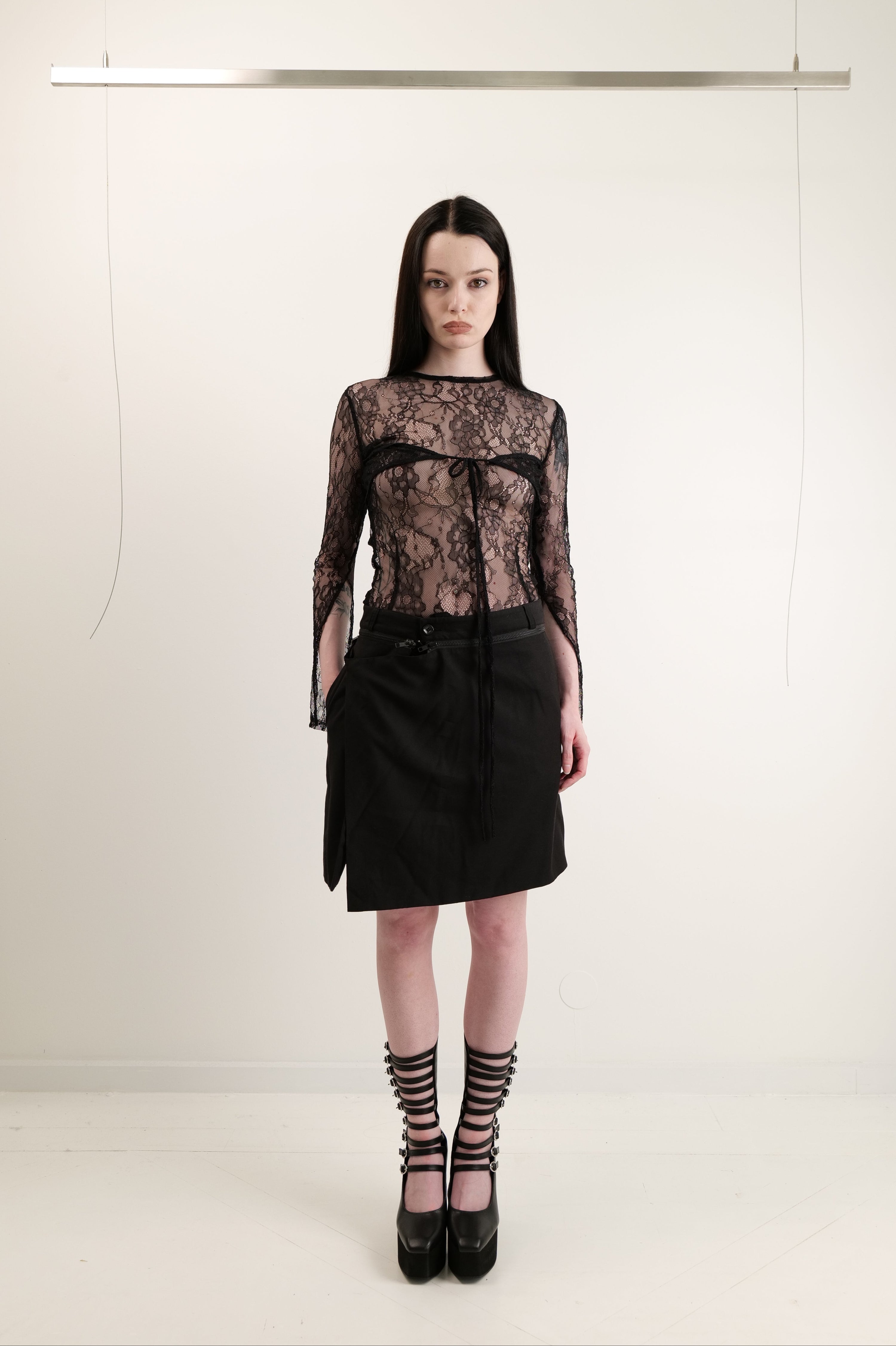 Mesh long sleeve top