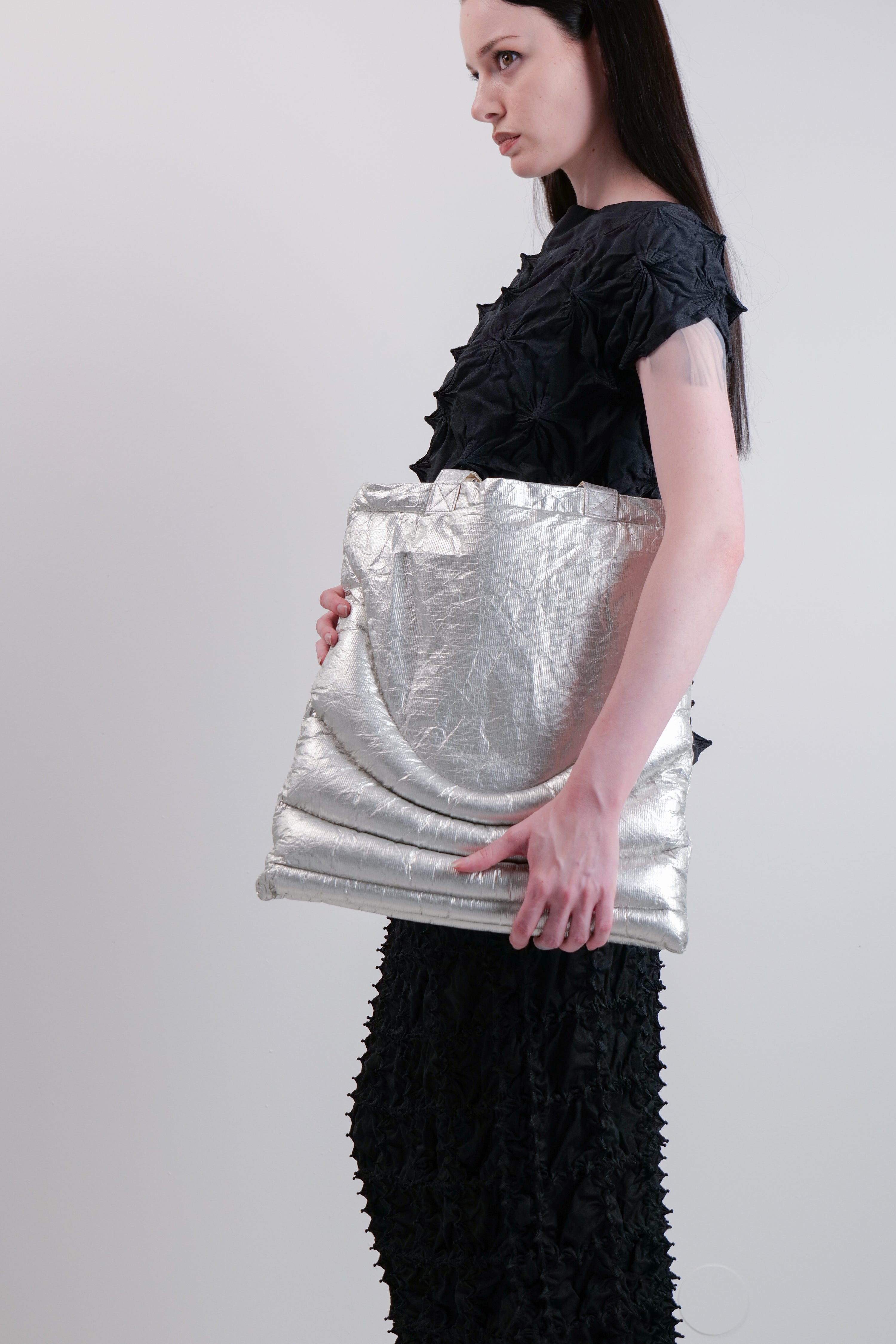 PUFFER TOTE BAG - SILVER