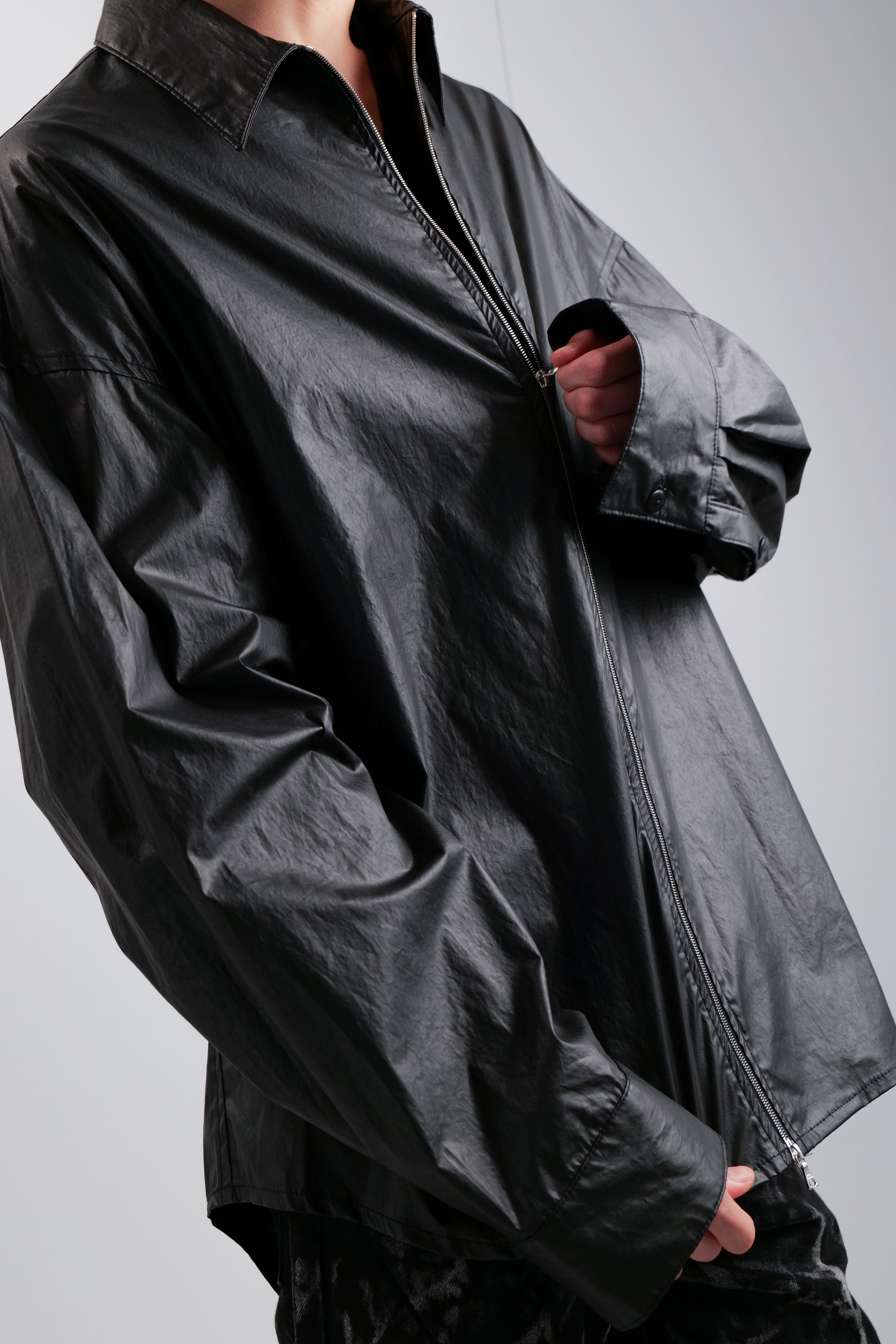 WAX COTTON ZIP SHIRT